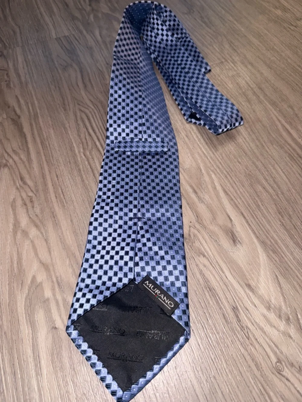 Murano Blue Checkered Silk Tie